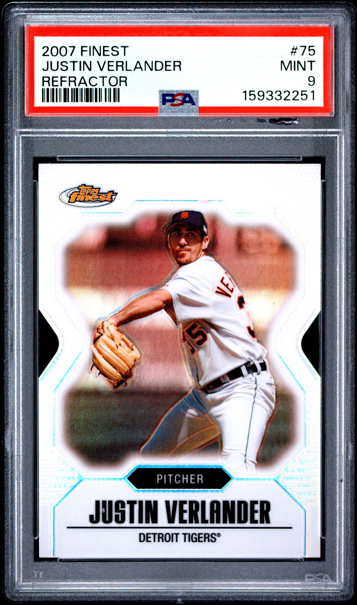 2007 Finest Justin Verlander #75 (Refractor) Mint 9 front