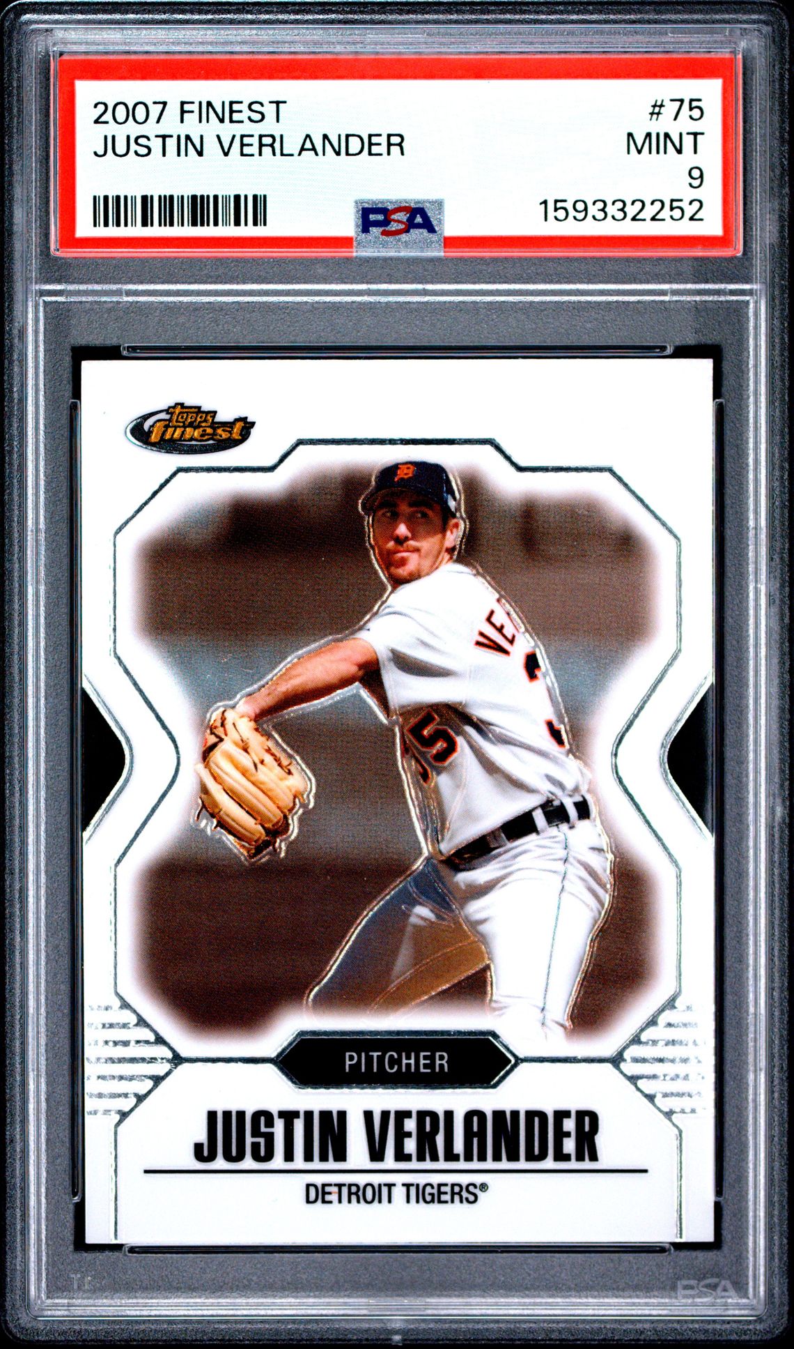 2007 Finest Justin Verlander #75 Mint 9 front