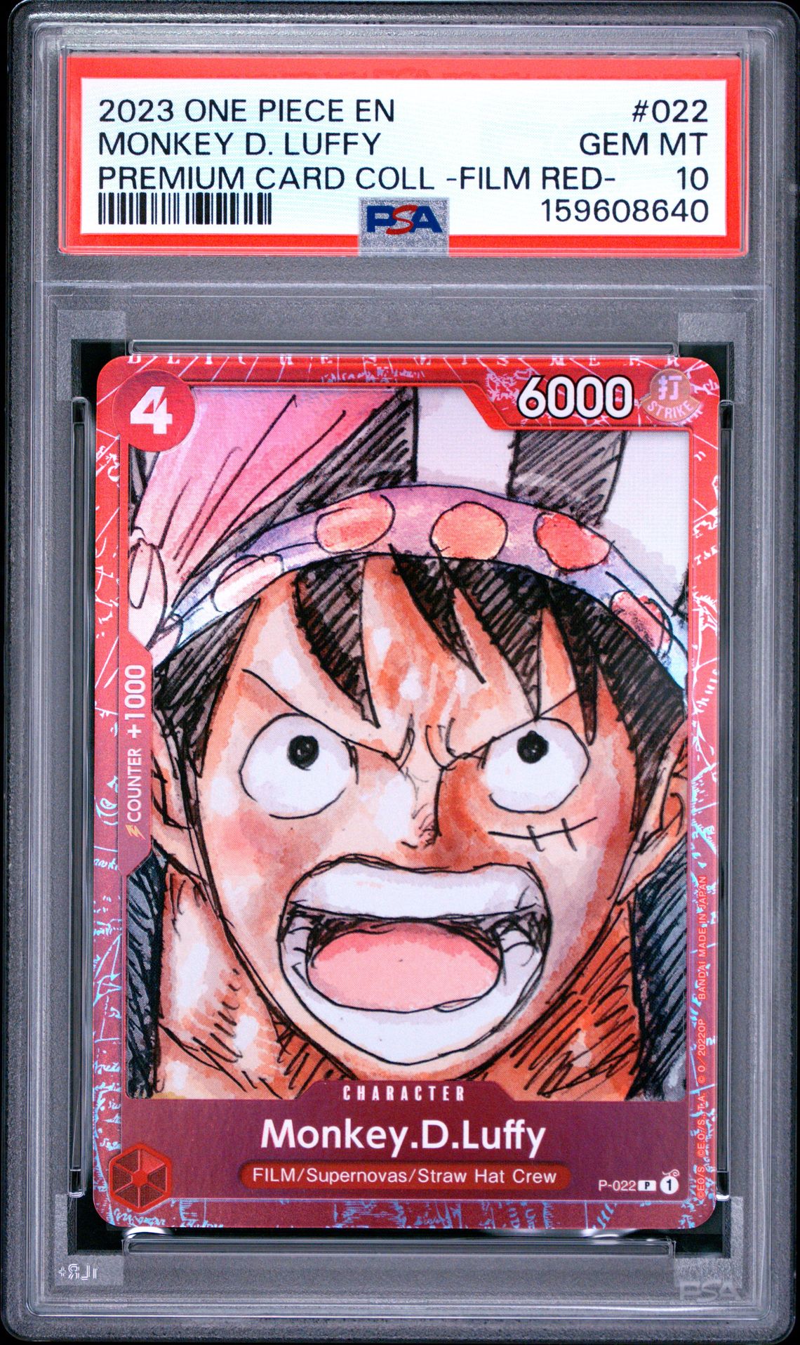 2023 One Piece Premium Card Collection -One Piece Film Red- Monkey D. Luffy #022 Gem Mt 10 front