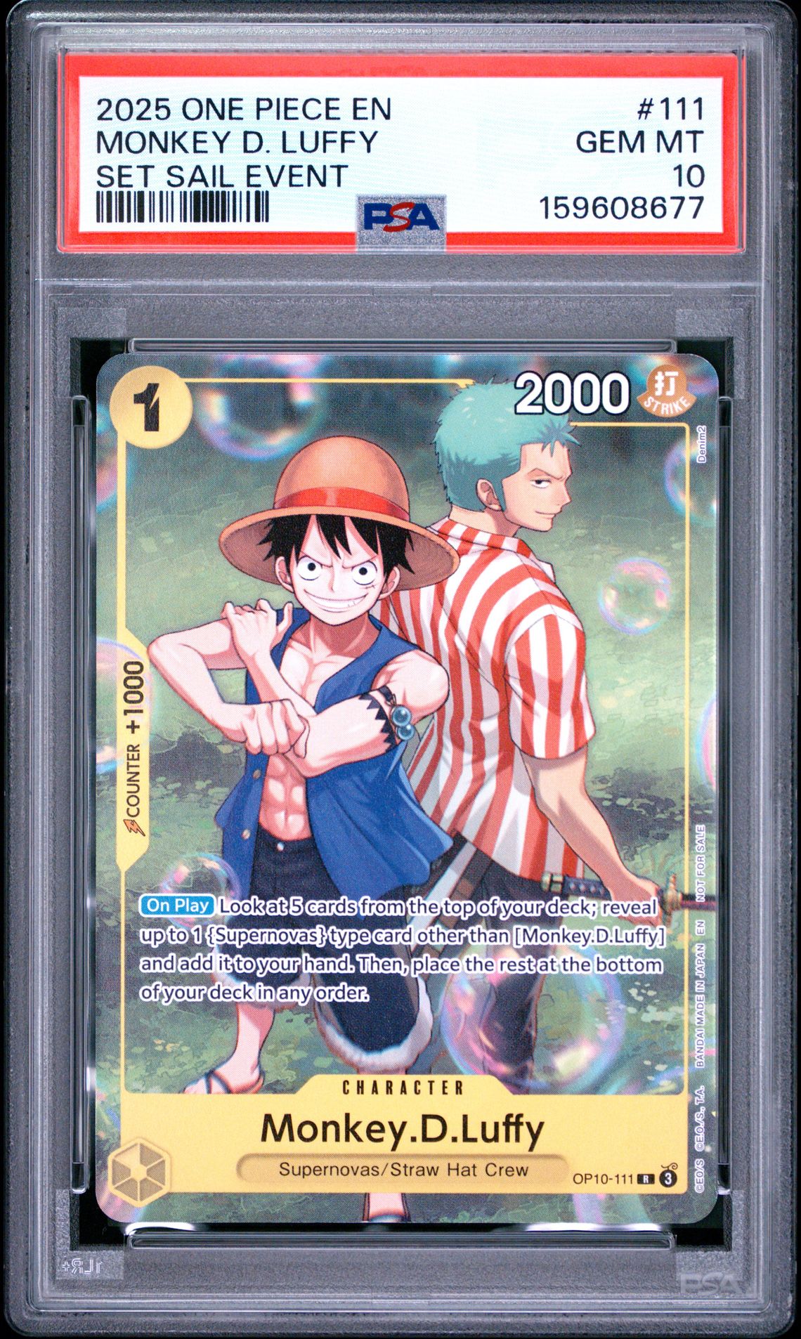 2025 One Piece Promos Monkey D. Luffy #111 (Set Sail Event) Gem Mt 10 front