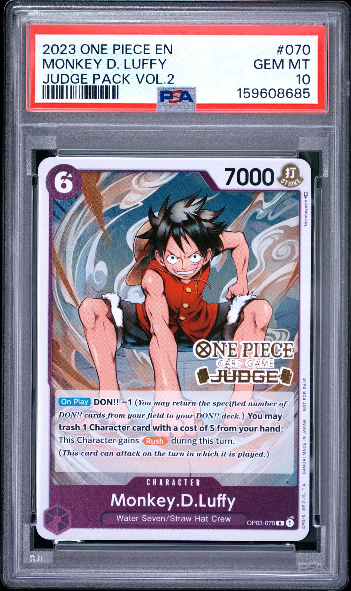 2023 One Piece Judge Pack Volume 2 Monkey D. Luffy #070 Gem Mt 10 front