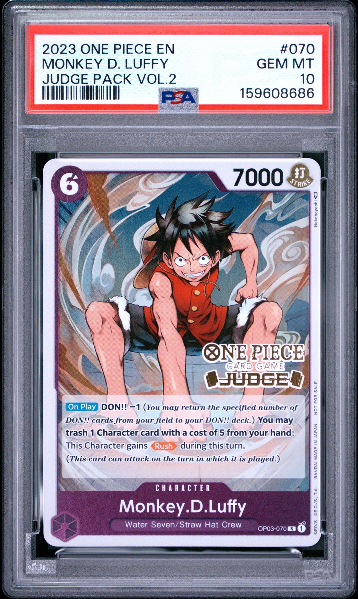 2023 One Piece Judge Pack Volume 2 Monkey D. Luffy #070 Gem Mt 10 front