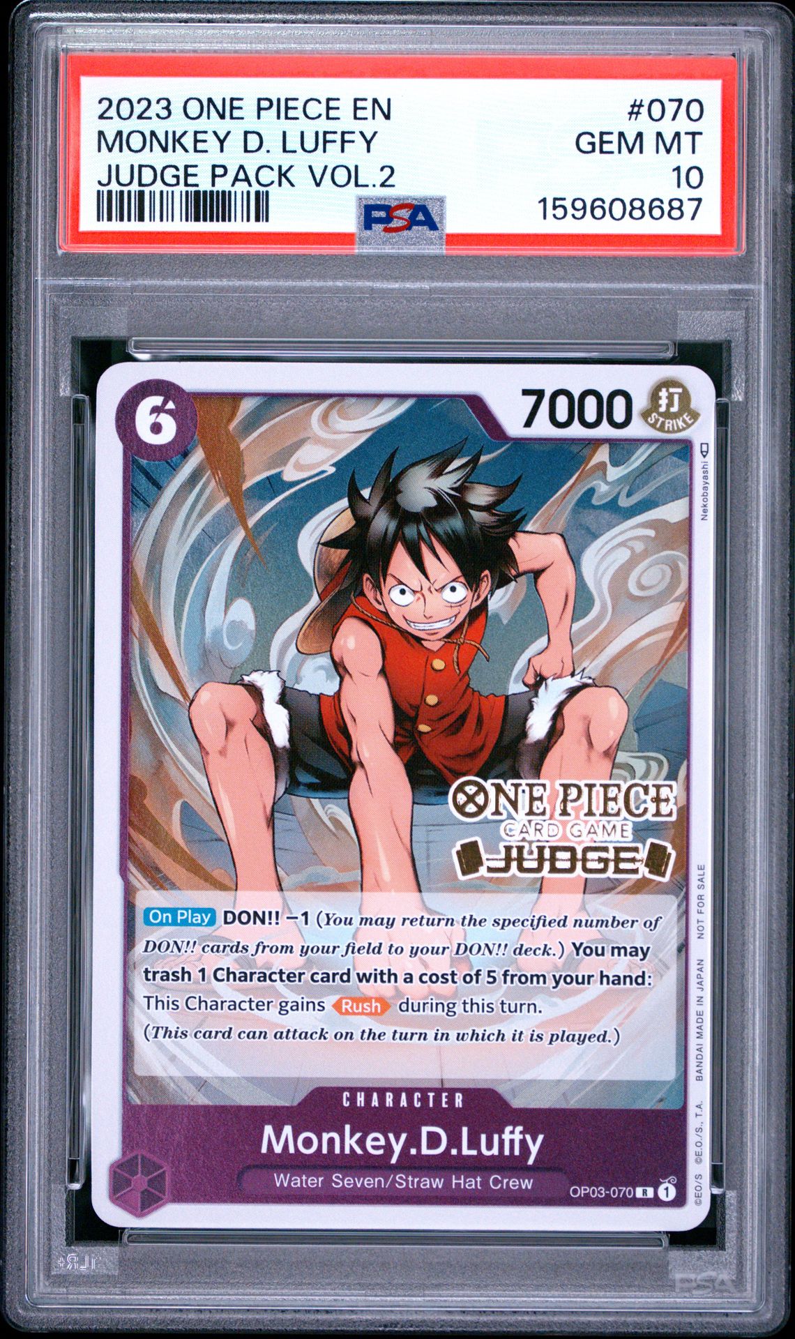 2023 One Piece Judge Pack Volume 2 Monkey D. Luffy #070 Gem Mt 10 front