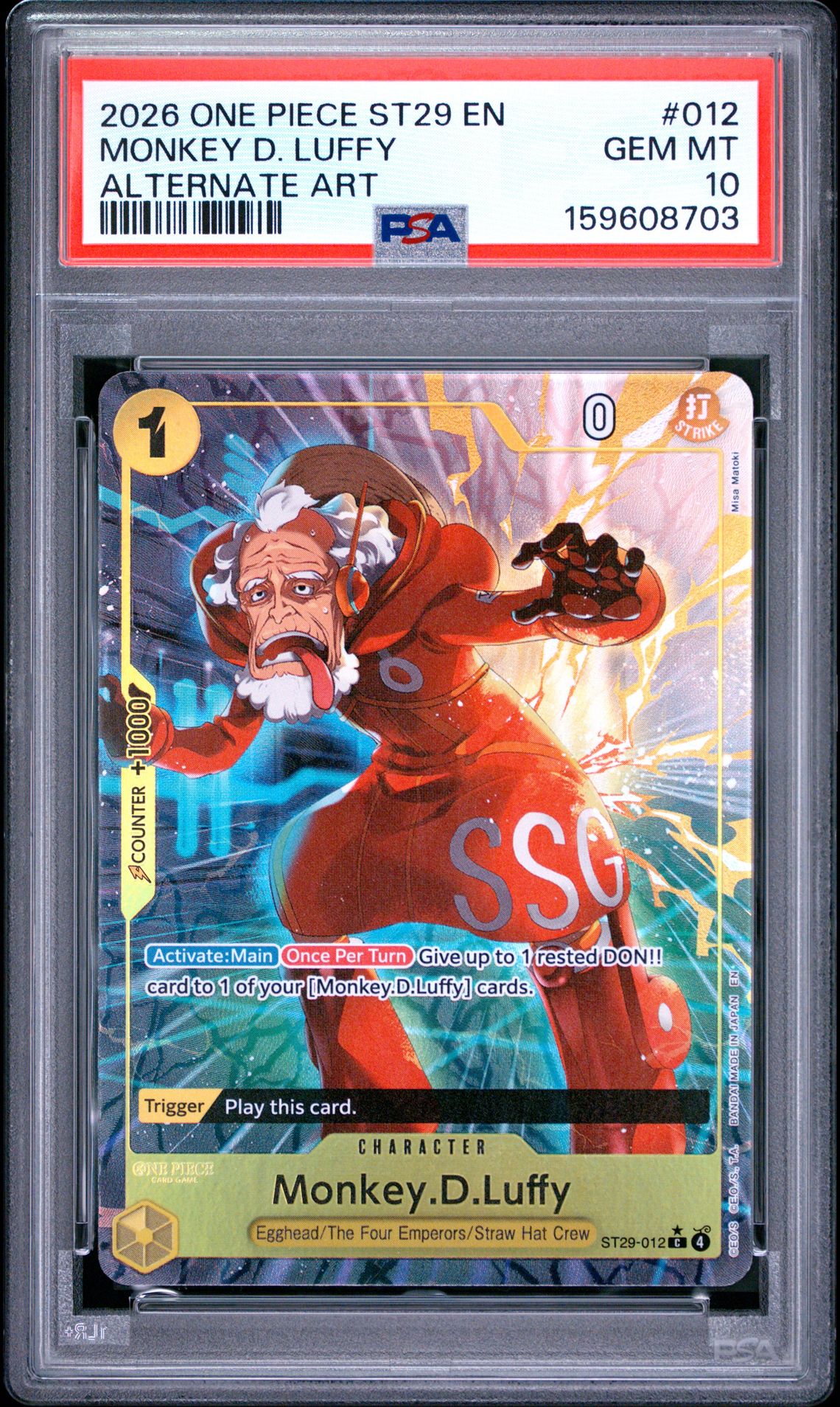 2026 One Piece Starter Deck St29-Egghead Monkey D. Luffy #012 (Alternate Art) Gem Mt 10 front