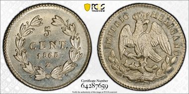 1865-Z 5C Maxmilian MS66