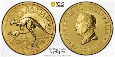 2026-P $100 Kangaroo Au 40th Anniversary Privy MS70