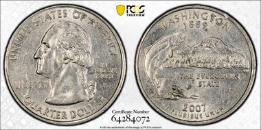 2007-P 25C Washington AU58