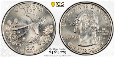 2008-D 25C Oklahoma MS65