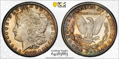 1880-CC $1 VAM 8 8/7, Rev. of '79 MS64