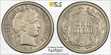 1914-D 10C AU55