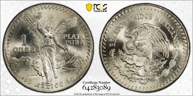 1986-Mo Onza Libertad Ag MS65