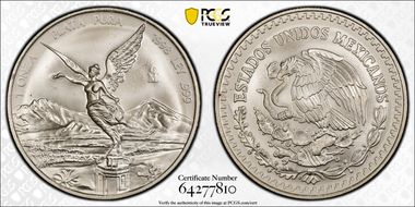 1998-Mo Onza Libertad Ag Die Chip at Eagle's Head MS67