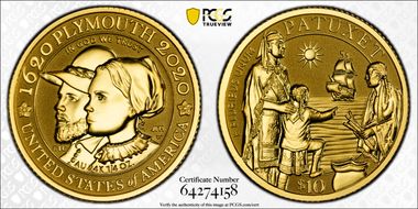 2020-W $10 Mayflower 400th Anniversary Reverse Proof PR67