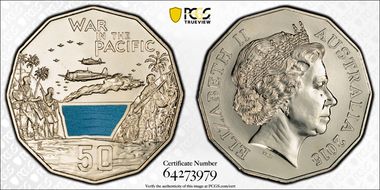 2015 50C War in the Pacific Colorized MS69