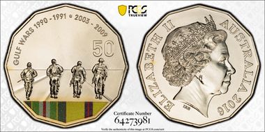 2016 50C Gulf Wars Colorized MS69