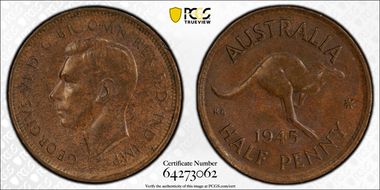 1945(p) 1/2D MS63BN