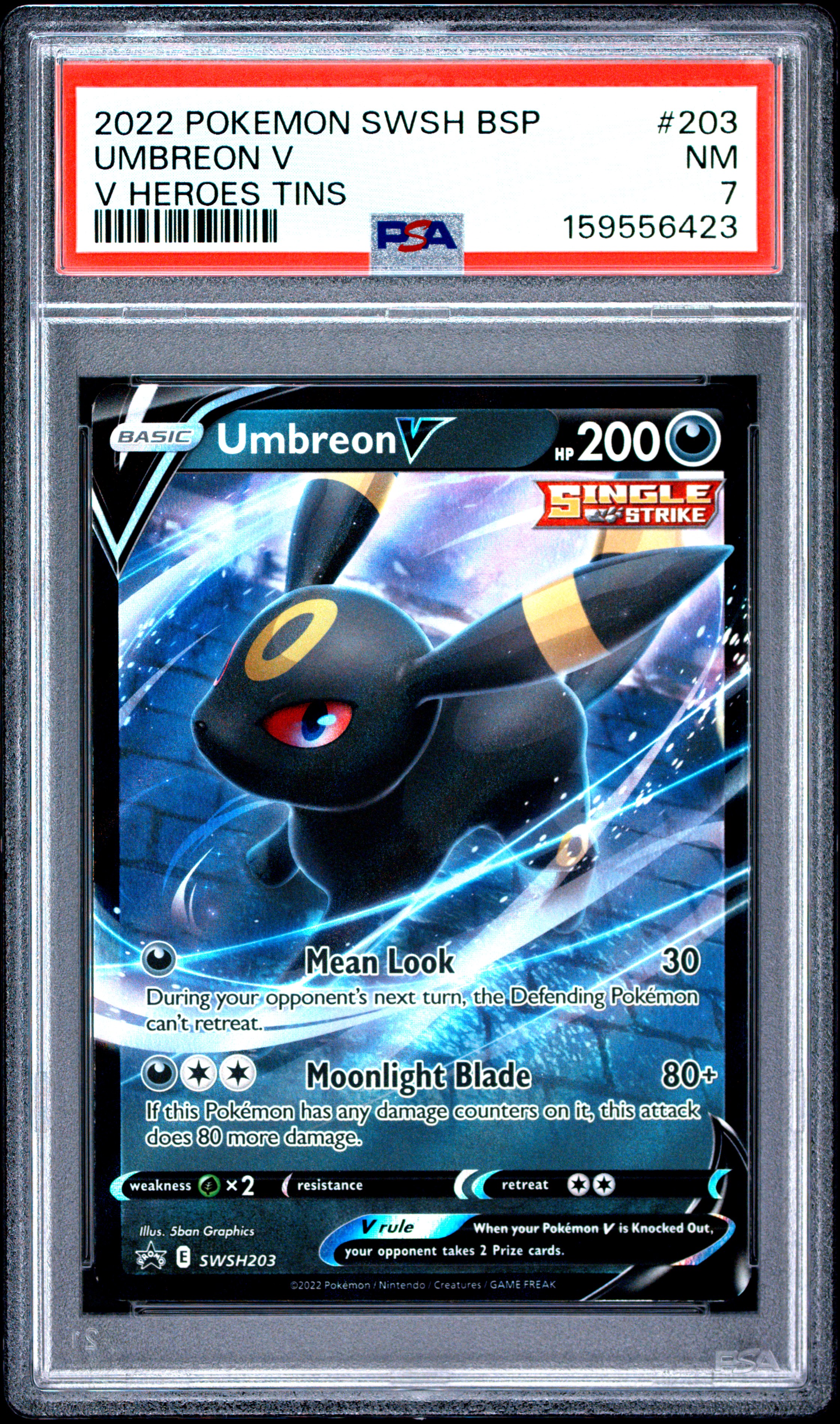 2022 #203 Umbreon V PSA 7 Swsh Black Star Promo