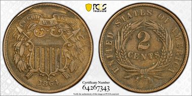 1864 2C Large Motto XF45BN