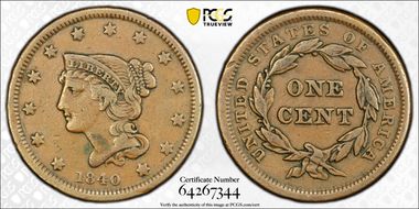 1840 1C Small Date VF30BN