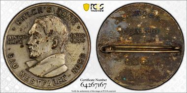 1934 Medal C-211 Silvered AE Westfalen-Nord AU58