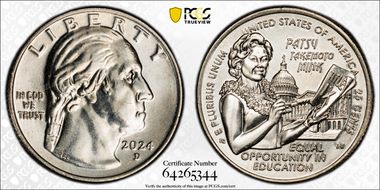 2024-D 25C Hon. Patsy Takemoto Mink MS63