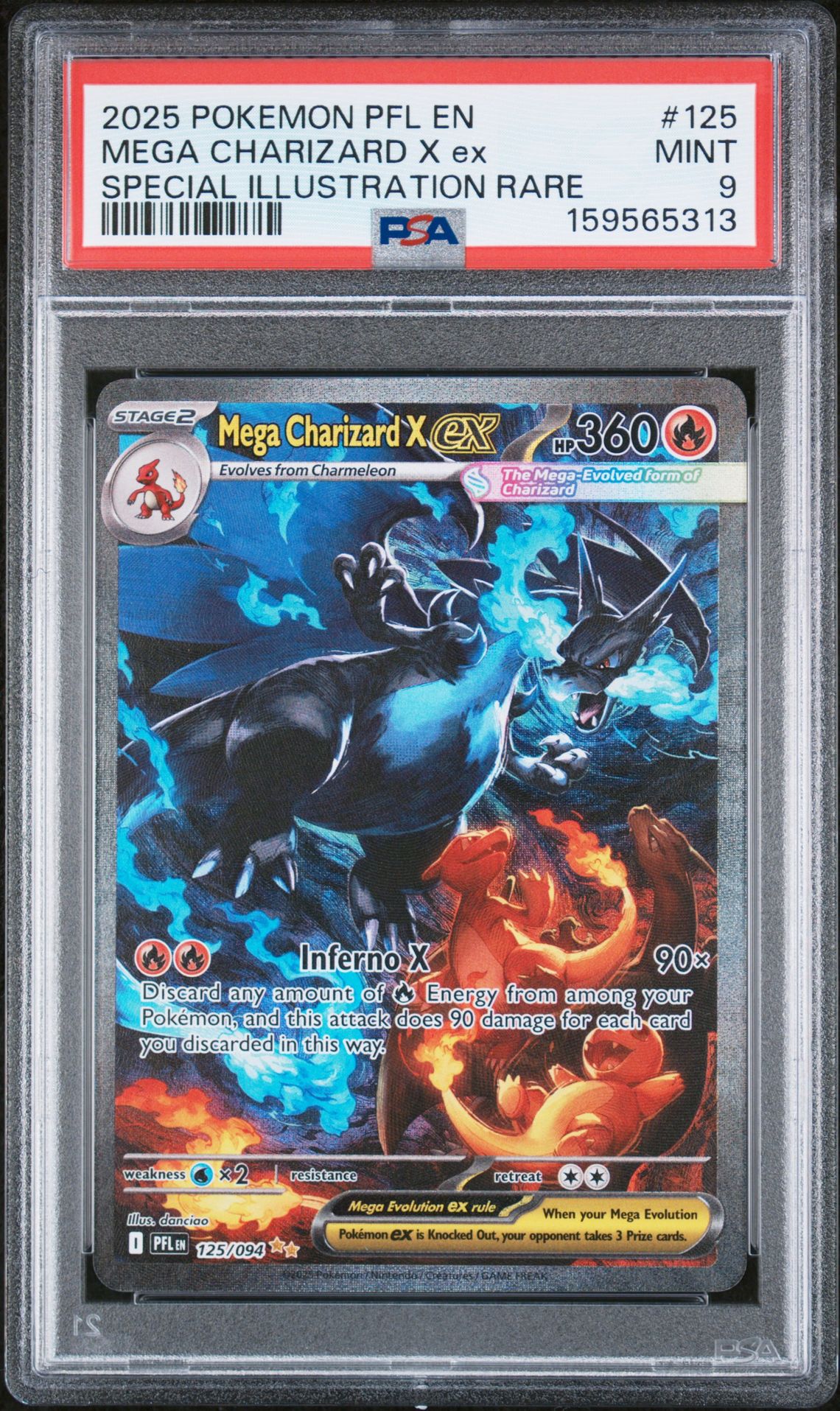 2025 Pokemon Pfl En-Phantasmal Flames Mega Charizard X Ex #125 (Special Illustration Rare) Mint 9 front