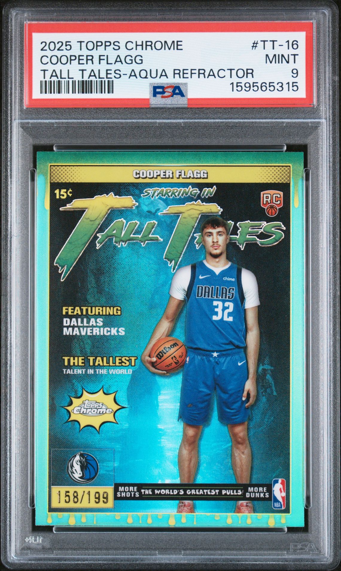 2025 Topps Chrome Tall Tales Cooper Flagg #Tt-16 (Tall Tales-Aqua Refractor) Mint 9 front