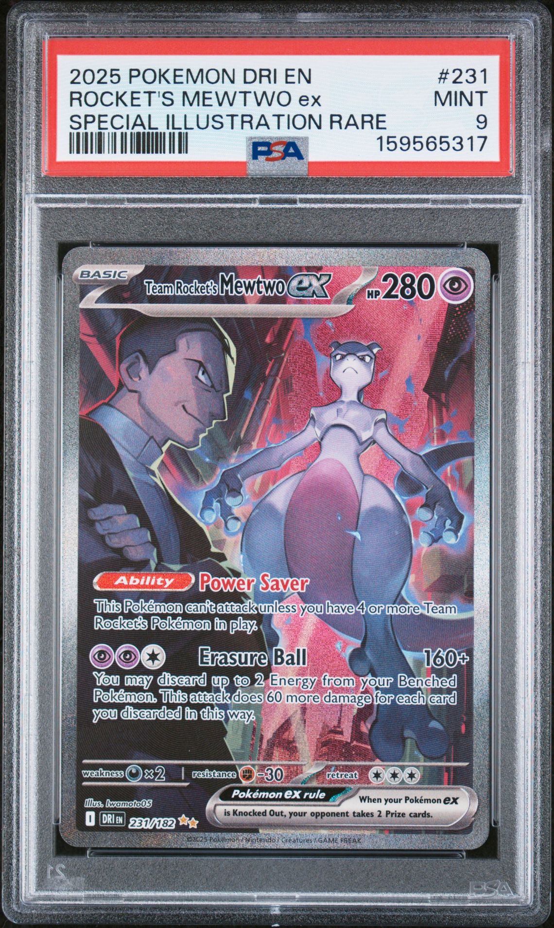 2025 Pokemon Dri En-Destined Rivals Rocket's Mewtwo Ex #231 (Special Illustration Rare) Mint 9 front