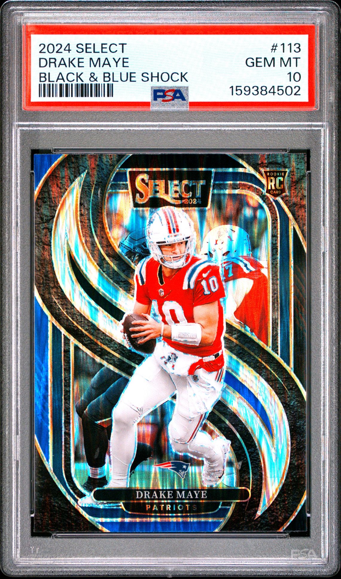 2024 PANINI SELECT DRAKE MAYE BLACK & BLUE SHOCK 113 GEM MT 10 front