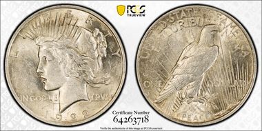 1922 $1 VAM 2E, Wing Break AU58