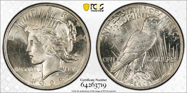 1923 $1 VAM 2, Doubled Tiara MS62