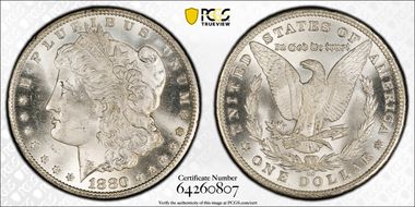 1880-CC $1 VAM 5, 8/High 7 MS65
