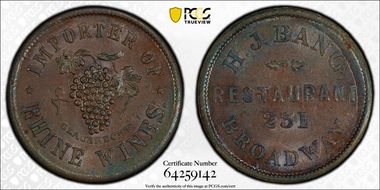 (1861-65) CWT F-630D-1a, H.J. Bang Restaurant MS63BN