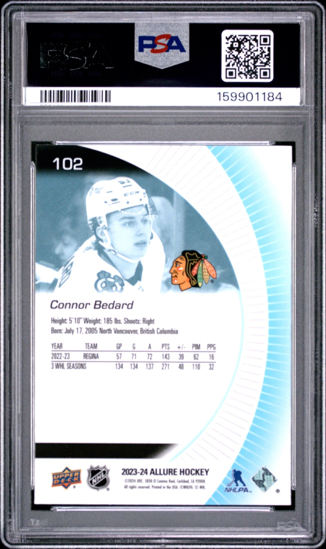 2023 Upper Deck Allure Connor Bedard #102 Mint 9 back