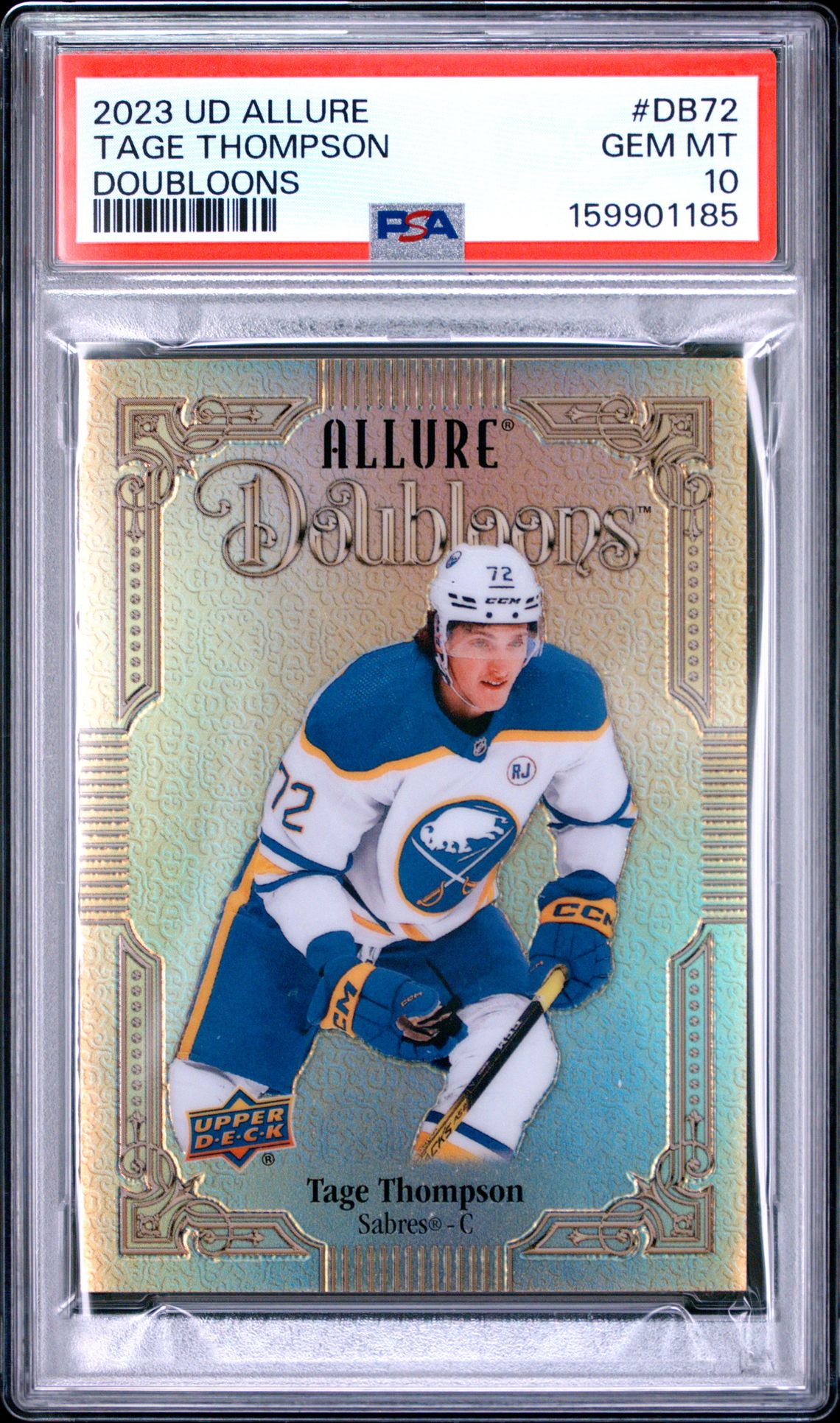 2023 Upper Deck Allure Doubloons Tage Thompson #Db72 Gem Mt 10 front view - PSA graded GEM MT 10