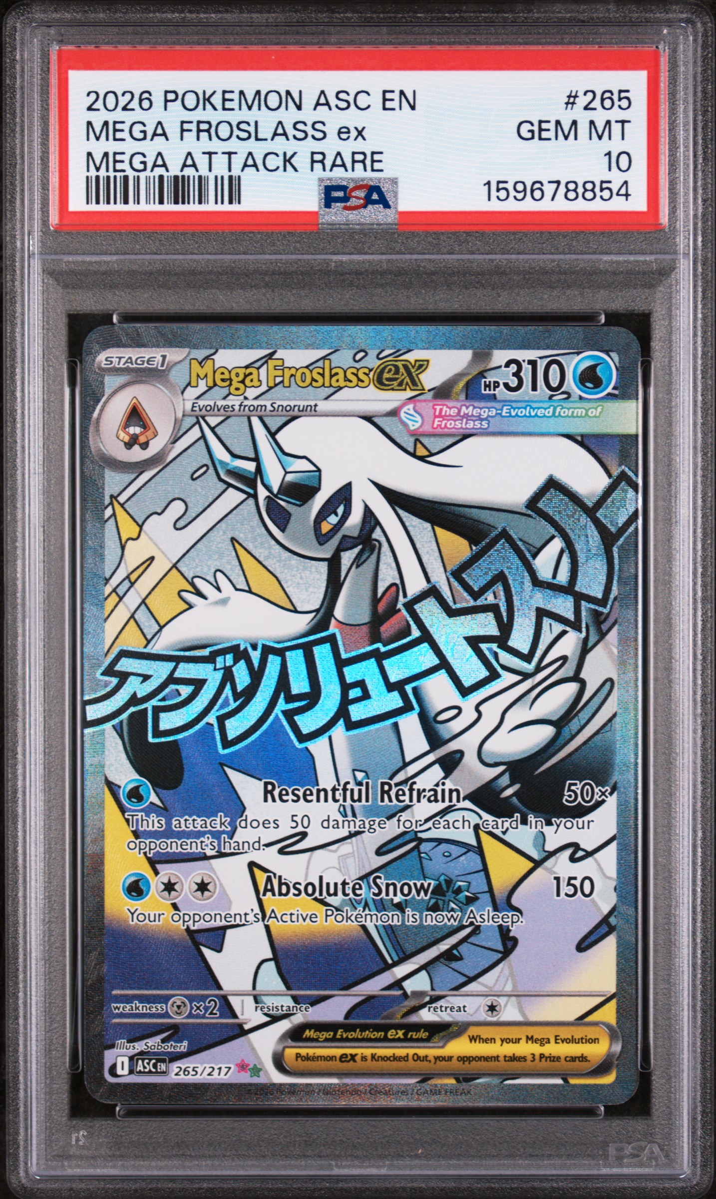 2026 #265 Mega Froslass EX PSA 10 Asc EN-Ascended Heroes