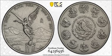 2018-Mo Onza Libertad Ag - Antiqued SP70