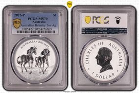 2025-P $1 Australian Brumby 1oz Ag MS70