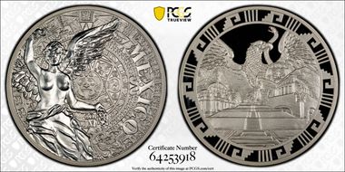 (2016)-Mo Medal "Mexican Elements" Ag 5oz PR69DCAM