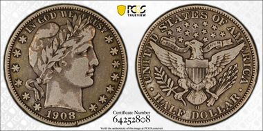 1908-O 50C VF25