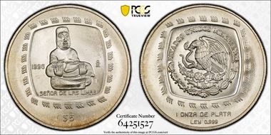 1996-Mo 5 Peso Senor De Las Limas MS67