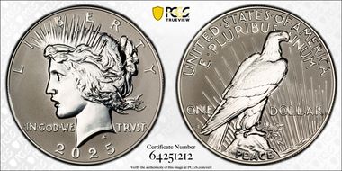 2025-S $1 Peace Dollar Rev PR Two-Coin Reverse Proof Set PR70