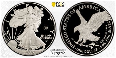 2025-W $1 Silver Eagle w/ Laser Privy PR69DCAM
