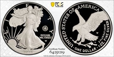 2025-W $1 Silver Eagle w/ U.S. Army Privy 250th Anniversary PR70DCAM