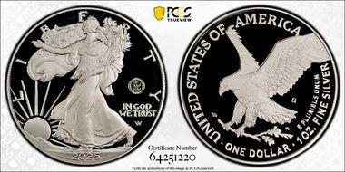 2025-S $1 Silver Eagle w/ U.S. Navy Privy 250th Anniversary PR70DCAM