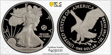 2025-P $1 Silver Eagle w/ US Marine Corps Privy 250th Anniversary PR70DCAM