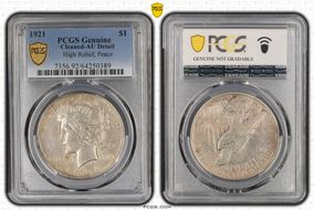 1921 $1 High Relief, Peace N1