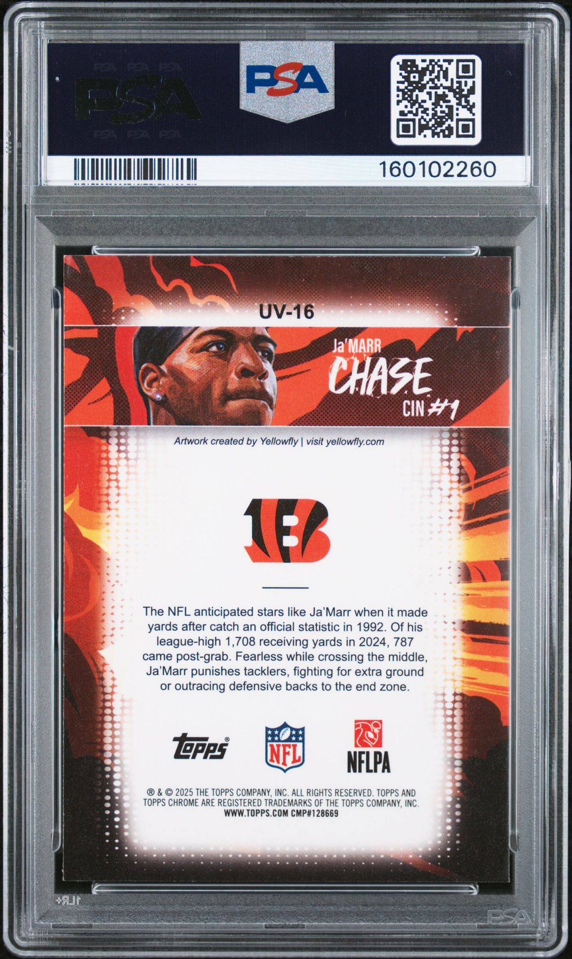 2025 Topps Chrome Ultra Violet Ja'marr Chase #16 Mint 9 back