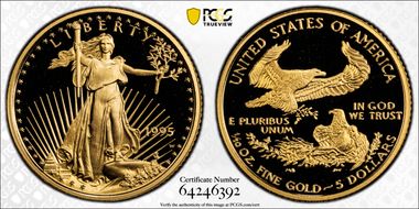 1995-W $5 Gold Eagle 10th Anniversary Set PR70DCAM