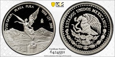 1998-Mo 1/20 oz Libertad Ag PR69DCAM